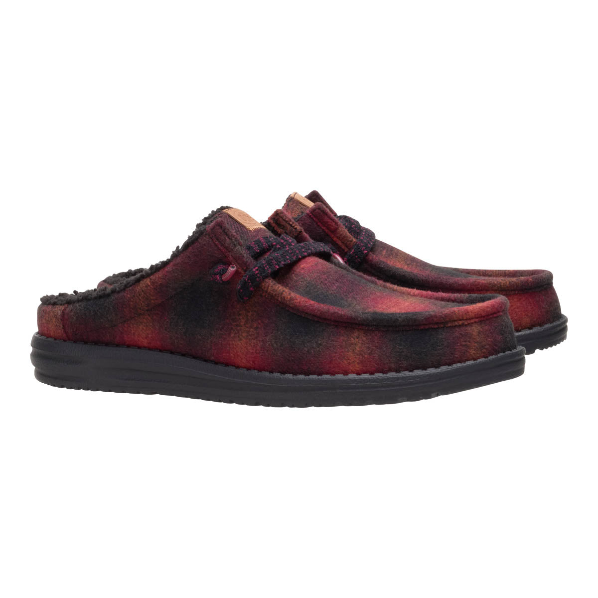 Wally Slip Cozy Plaid Men - Red Plaid/Black