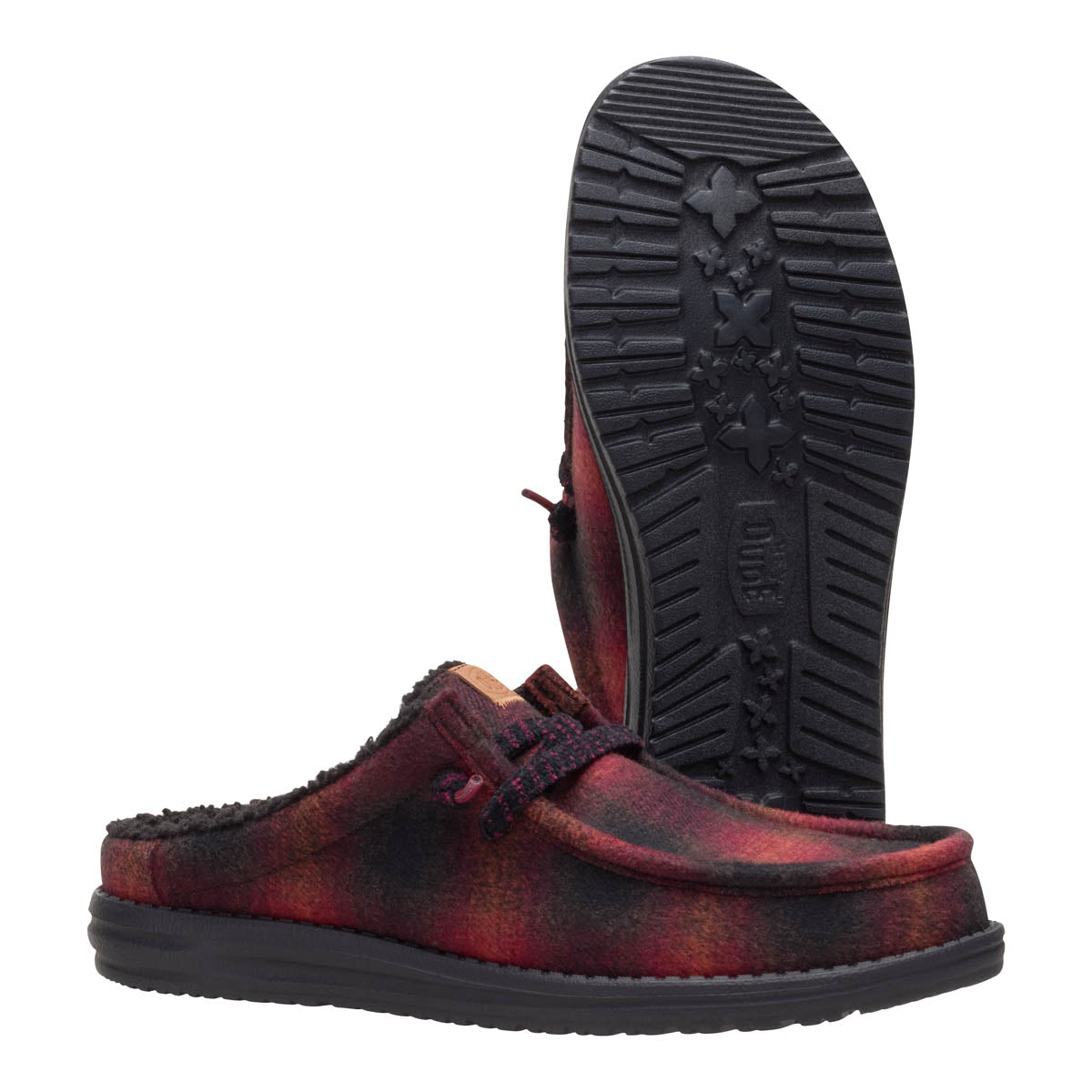 Wally Slip Cozy Plaid Men - Red Plaid/Black