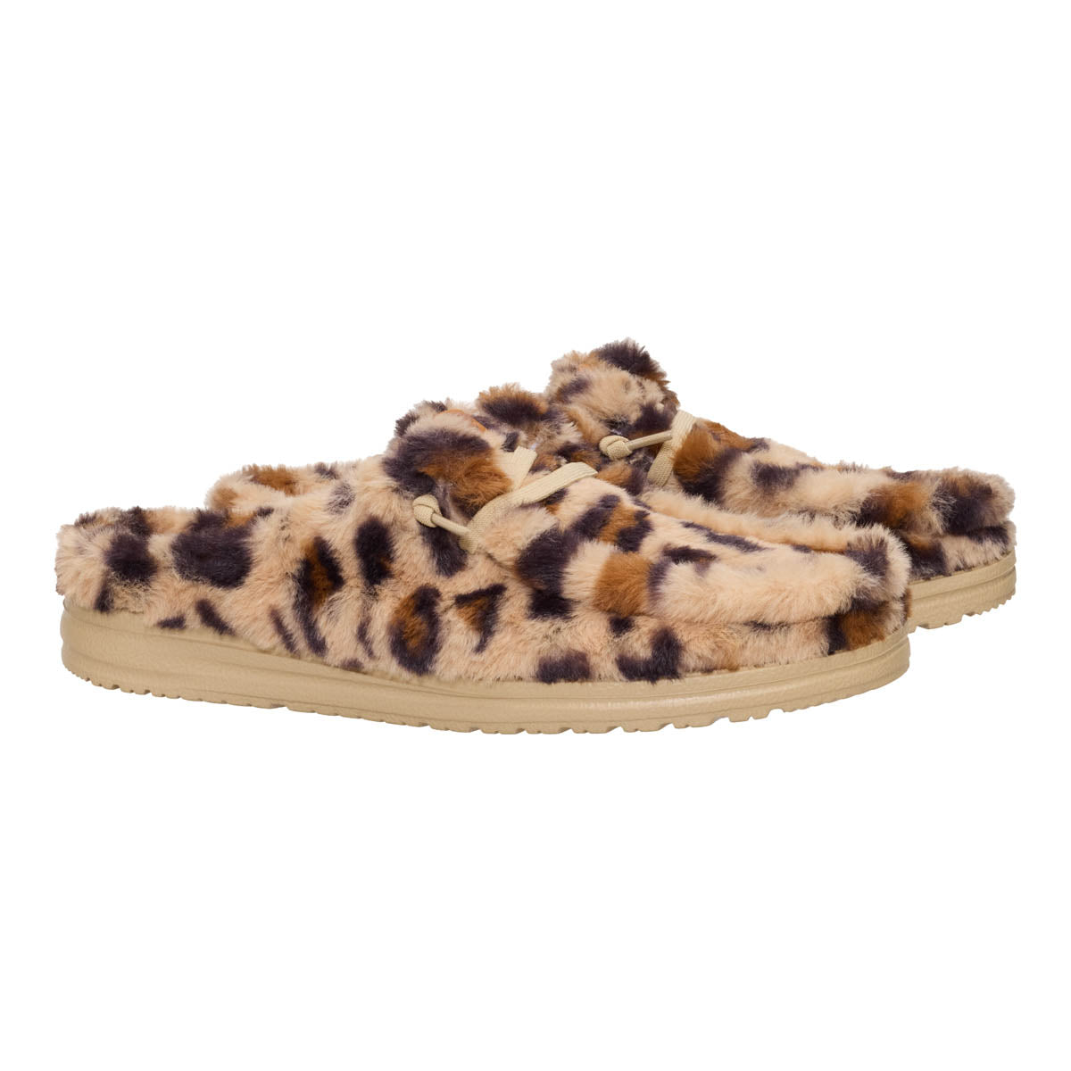 Wendy Slipper Fourrure Léo Damen} - Tan/Multi