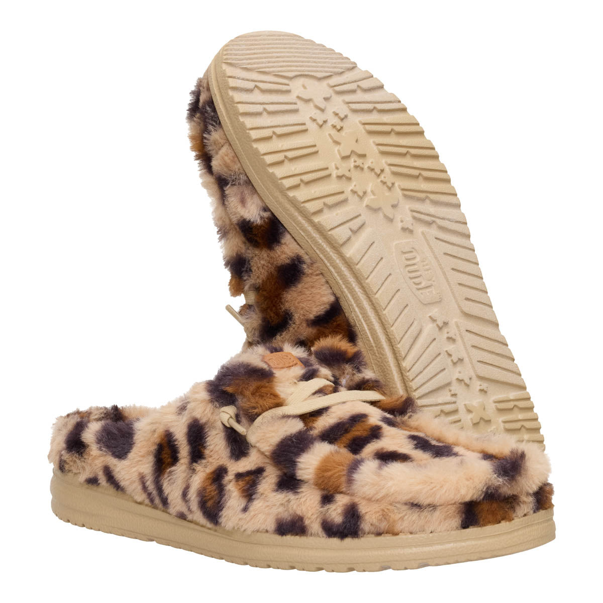 Wendy Slipper Fourrure Léo Damen} - Tan/Multi
