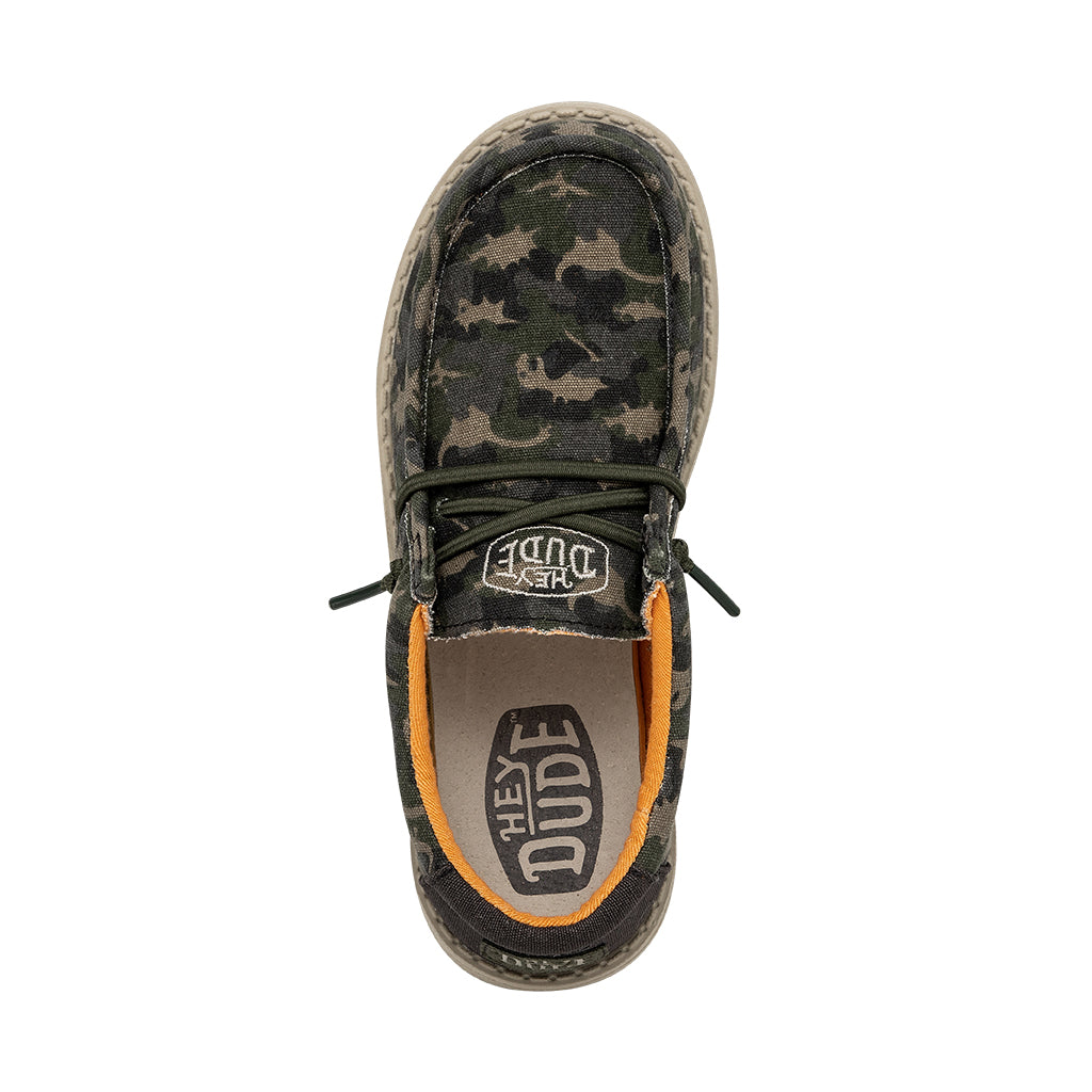 Scarpe Hey Dude Wally Youth - Mocassini In Cotone Camoscio Verde Per Bambini - Foto 12